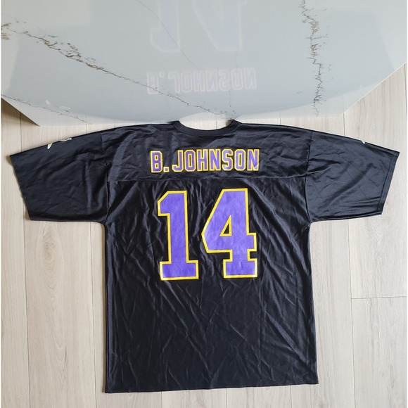 VTG NFL Vikings Jersey B. Johnson #14 QB Players Inc Black XL Team Football - Picture 1 of 6